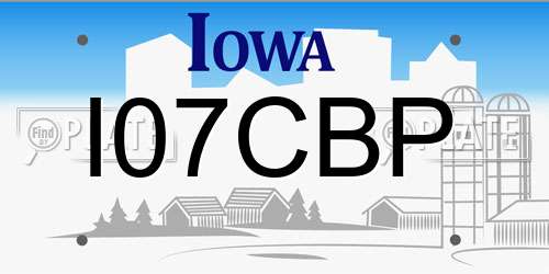 I07CBP Iowa License Plate