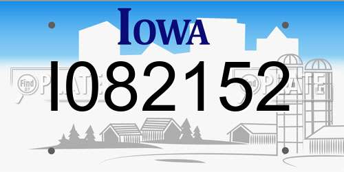 I082152 Iowa License Plate