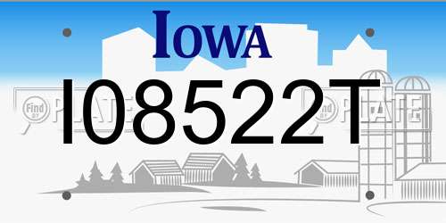 I08522T Iowa License Plate