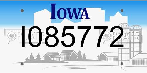 I085772 Iowa License Plate