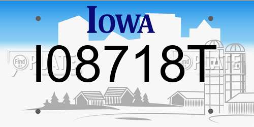 I08718T Iowa License Plate