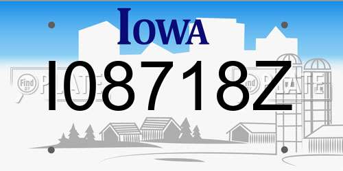 I08718Z Iowa License Plate