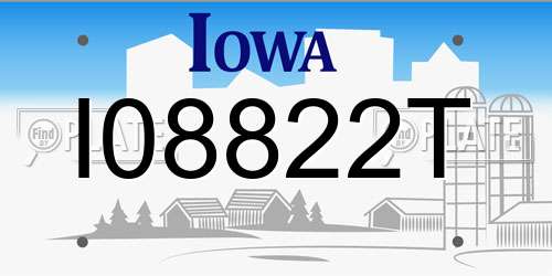 I08822T Iowa License Plate