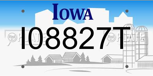 I08827T Iowa License Plate