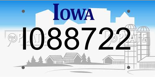 I088722 Iowa License Plate