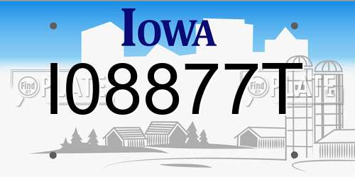 I08877T Iowa License Plate