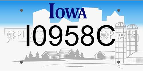 I0958C Iowa License Plate