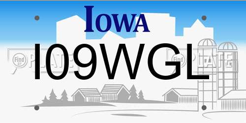 I09WGL Iowa License Plate