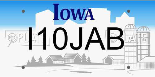 I10JAB Iowa License Plate