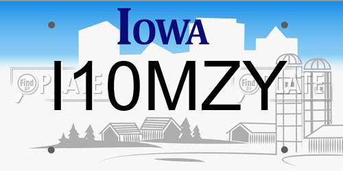 I10MZY Iowa License Plate