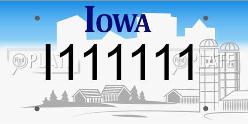 I111111 Iowa License Plate