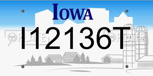 I12136T Iowa License Plate