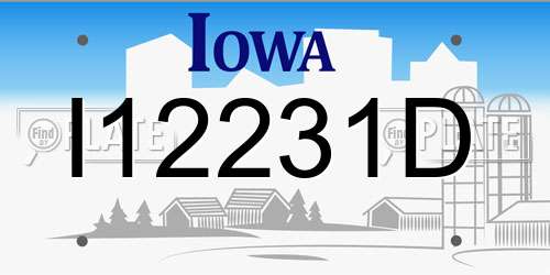 I12231D Iowa License Plate
