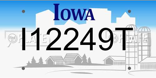 I12249T Iowa License Plate