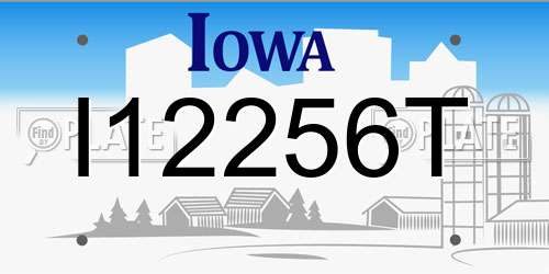 I12256T Iowa License Plate