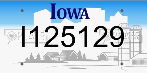 I125129 Iowa License Plate