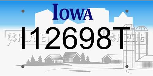 I12698T Iowa License Plate