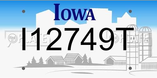 I12749T Iowa License Plate
