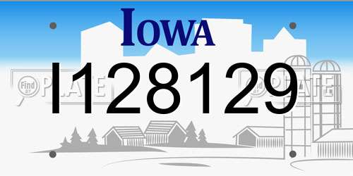 I128129 Iowa License Plate