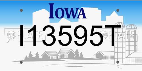 I13595T Iowa License Plate