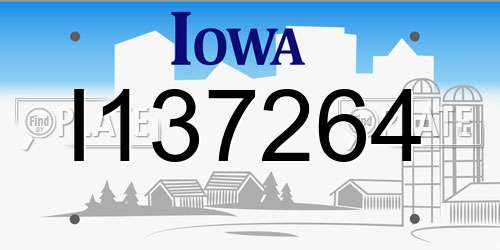 I137264 Iowa License Plate
