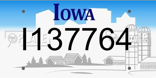 I137764 Iowa License Plate