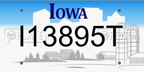 I13895T Iowa License Plate