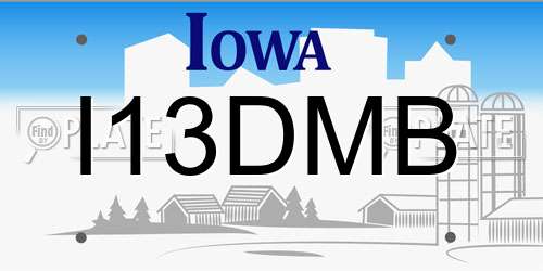 I13DMB Iowa License Plate