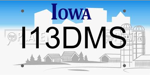 I13DMS Iowa License Plate
