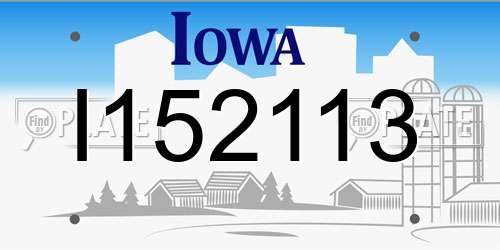 I152113 Iowa License Plate