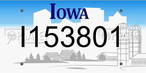 I153801 Iowa License Plate
