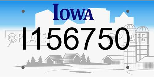 I156750 Iowa License Plate
