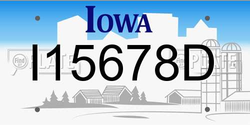 I15678D Iowa License Plate