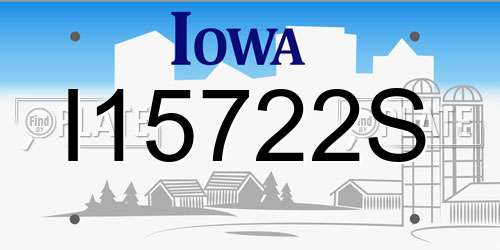 I15722S Iowa License Plate