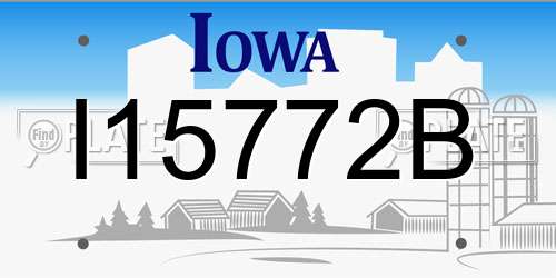 I15772B Iowa License Plate