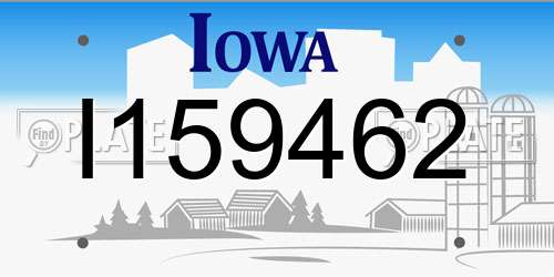 I159462 Iowa License Plate
