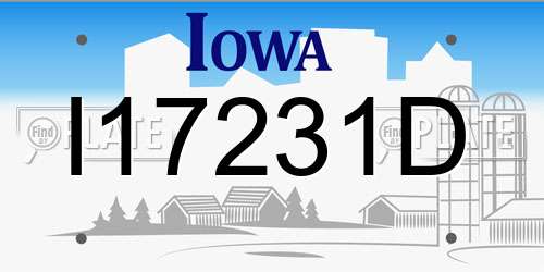 I17231D Iowa License Plate