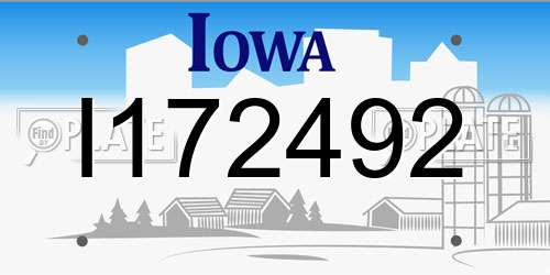 I172492 Iowa License Plate