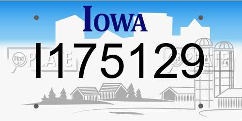 I175129 Iowa License Plate