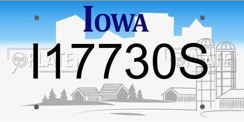 I17730S Iowa License Plate