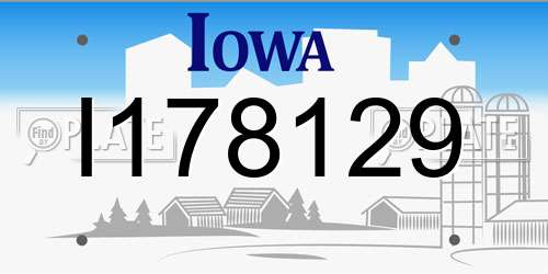 I178129 Iowa License Plate