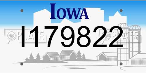 I179822 Iowa License Plate