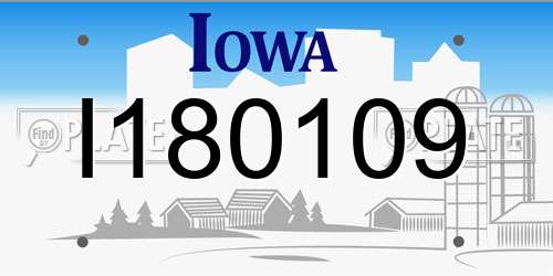 I180109 Iowa License Plate