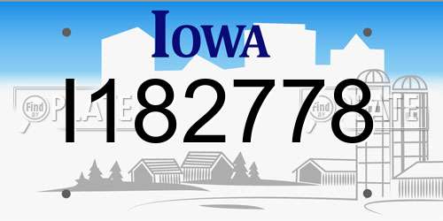 I182778 Iowa License Plate