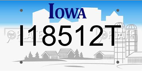 I18512T Iowa License Plate