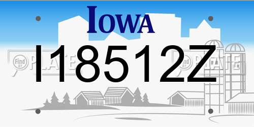 I18512Z Iowa License Plate