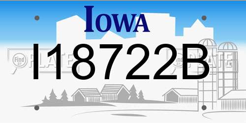 I18722B Iowa License Plate