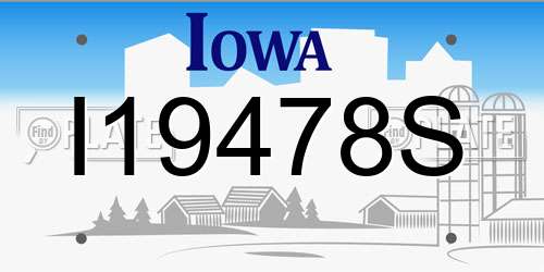 I19478S Iowa License Plate