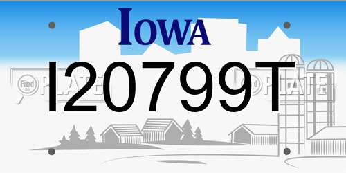 I20799T Iowa License Plate