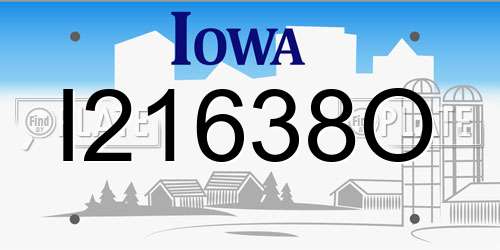 I21638O Iowa License Plate